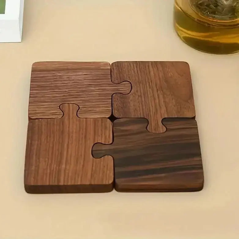 Elegant Walnut Puzzle Coasters by TerraWood Brooklyn & Birch