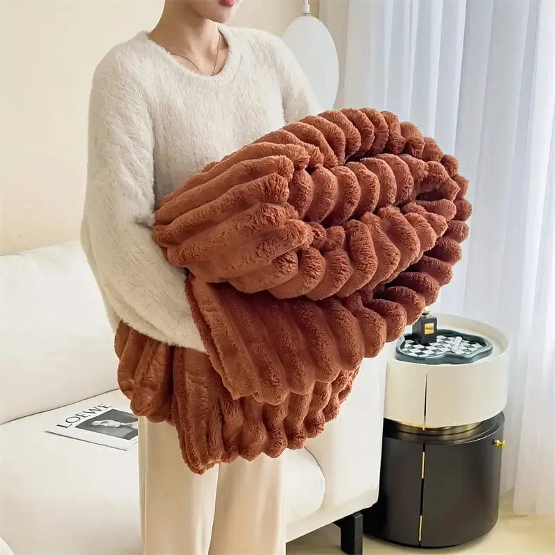 Luxurious Faux Rabbit Fur Throw Blanket Brooklyn & Birch
