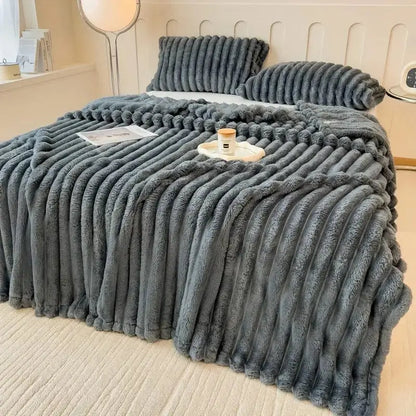Luxurious Faux Rabbit Fur Throw Blanket Brooklyn & Birch