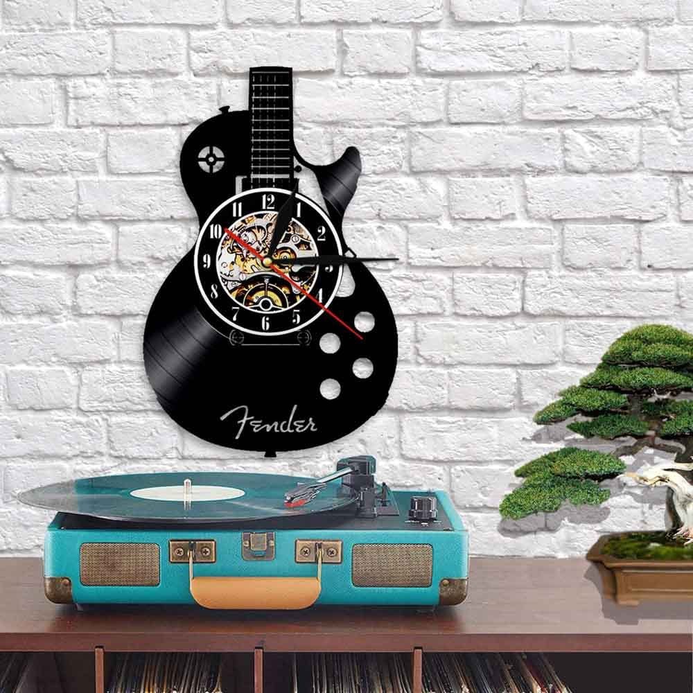 Stylish Guitar Vinyl Wall Clock for Music Lovers Brooklyn & Birch