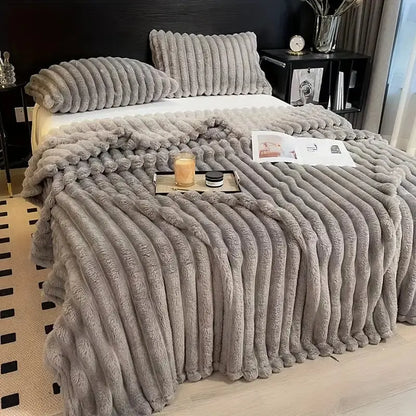 Luxurious Faux Rabbit Fur Throw Blanket Brooklyn & Birch