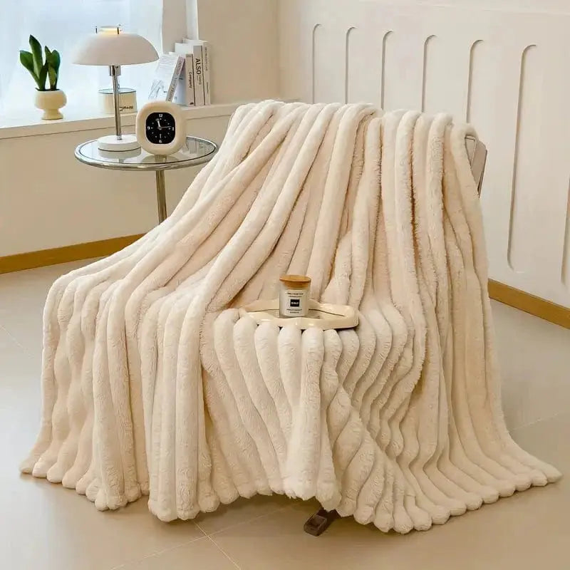 Luxurious Faux Rabbit Fur Throw Blanket Brooklyn & Birch
