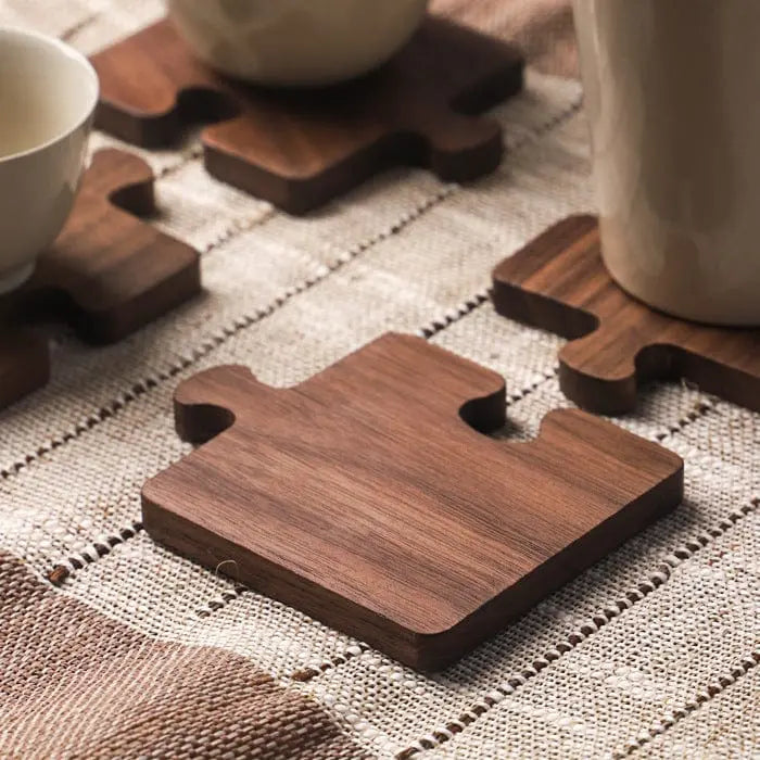 Elegant Walnut Puzzle Coasters by TerraWood Brooklyn & Birch