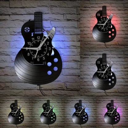 Stylish Guitar Vinyl Wall Clock for Music Lovers Brooklyn & Birch