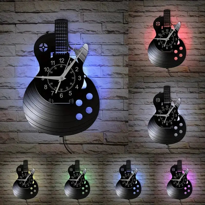 Stylish Guitar Vinyl Wall Clock for Music Lovers Brooklyn & Birch