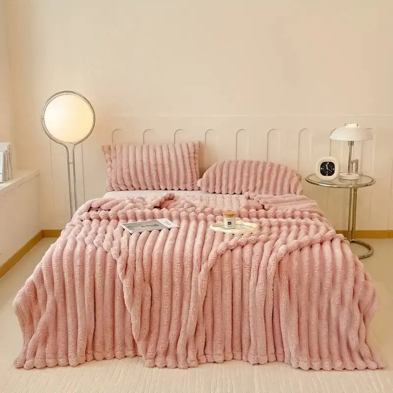 Luxurious Faux Rabbit Fur Throw Blanket Brooklyn & Birch