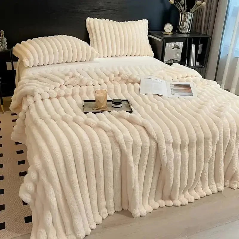 Luxurious Faux Rabbit Fur Throw Blanket Brooklyn & Birch