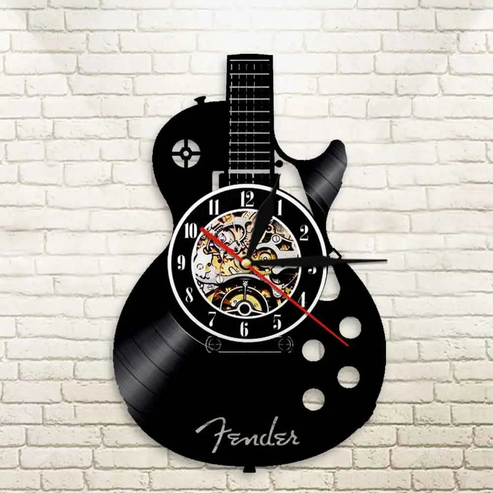 Stylish Guitar Vinyl Wall Clock for Music Lovers Brooklyn & Birch