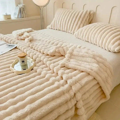 Luxurious Faux Rabbit Fur Throw Blanket Brooklyn & Birch