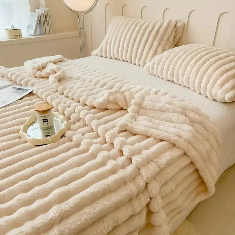 Luxurious Faux Rabbit Fur Throw Blanket Brooklyn & Birch