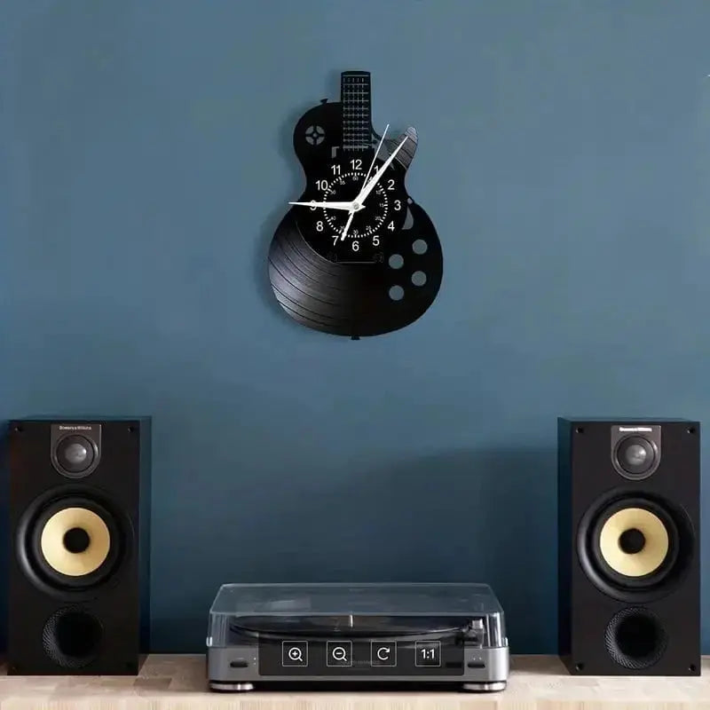 Stylish Guitar Vinyl Wall Clock for Music Lovers Brooklyn & Birch