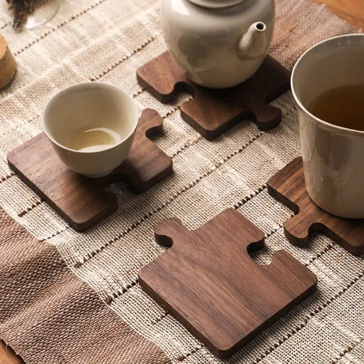 Elegant Walnut Puzzle Coasters by TerraWood Brooklyn & Birch