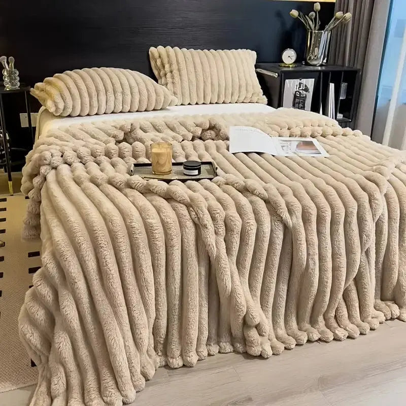 Luxurious Faux Rabbit Fur Throw Blanket Brooklyn & Birch