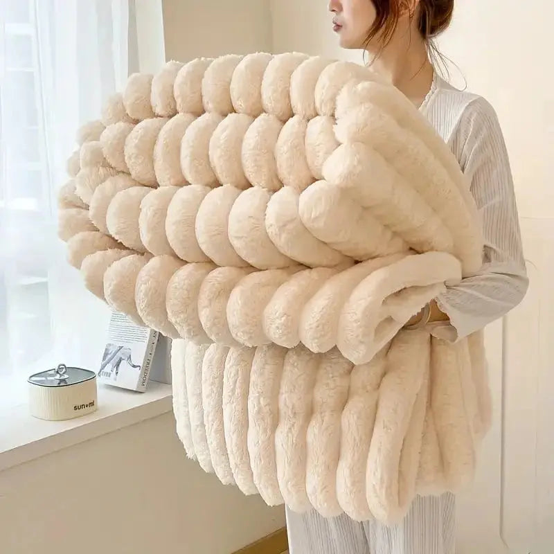 Luxurious Faux Rabbit Fur Throw Blanket Brooklyn & Birch