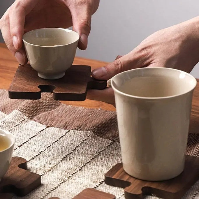 Elegant Walnut Puzzle Coasters by TerraWood Brooklyn & Birch