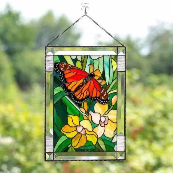 Enchanting GardenGlow Stained Glass Bird Art Panel Brooklyn & Birch