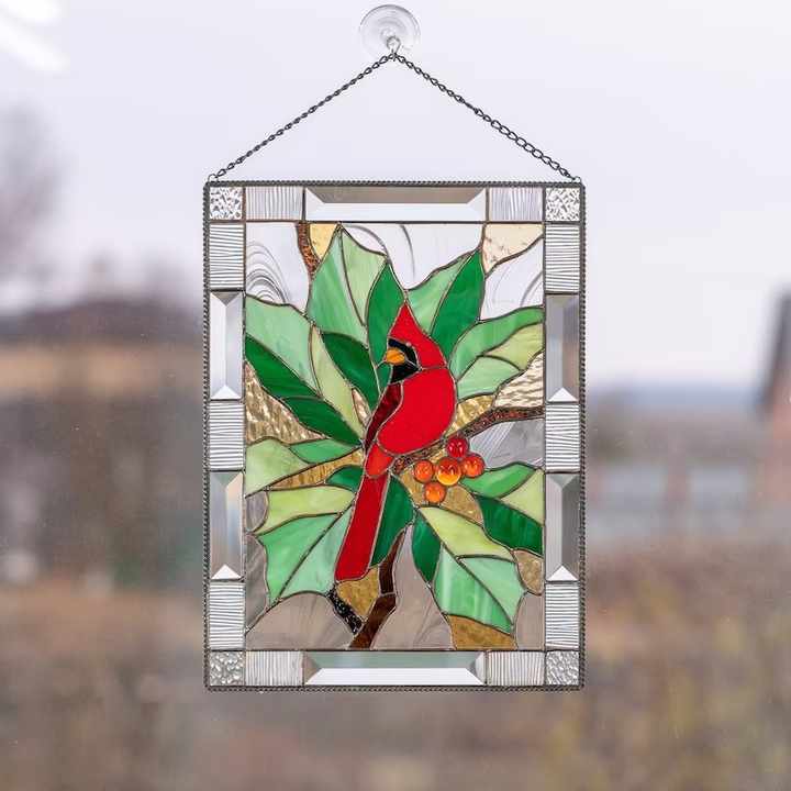 Enchanting GardenGlow Stained Glass Bird Art Panel Brooklyn & Birch