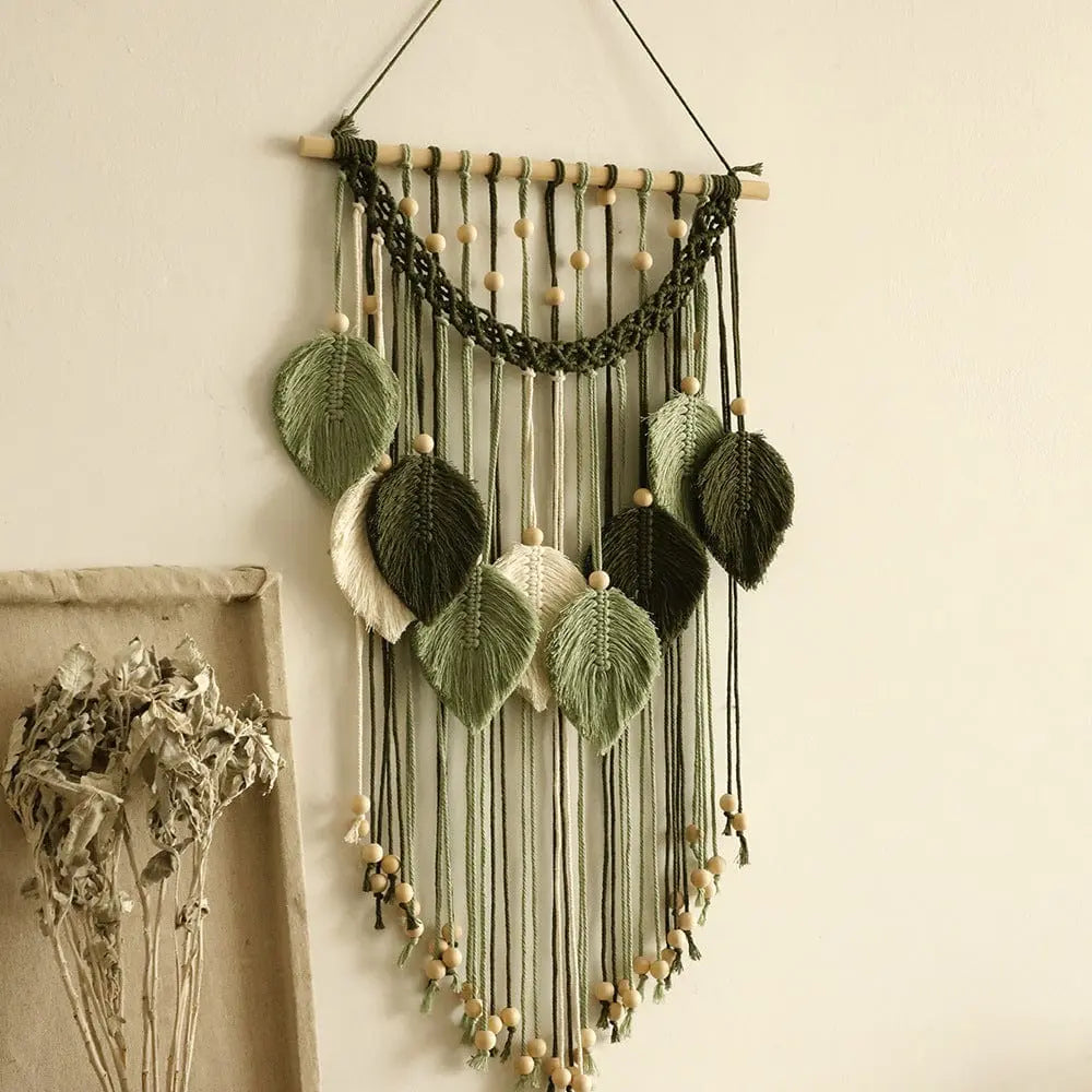 Chic Handcrafted Bohemian Leaf Macrame Wall Art Brooklyn & Birch