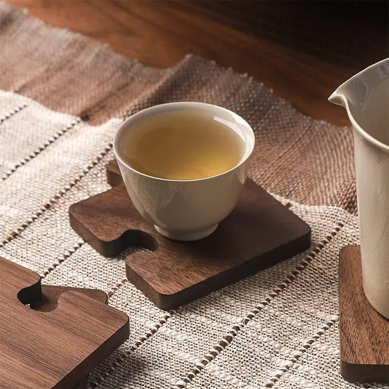 Elegant Walnut Puzzle Coasters by TerraWood Brooklyn & Birch
